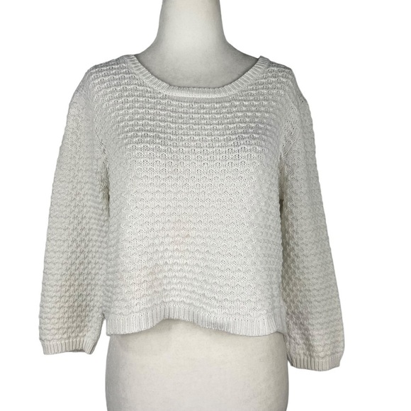 AMERICAN RAG CIE CROPPED SCOOP NECK COTTON SWEATER - Picture 1 of 8